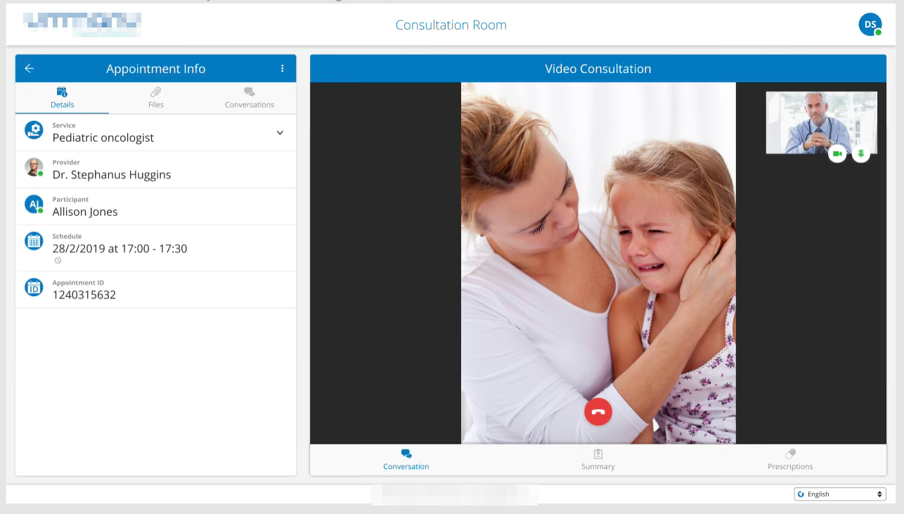 Clinician consultation screen